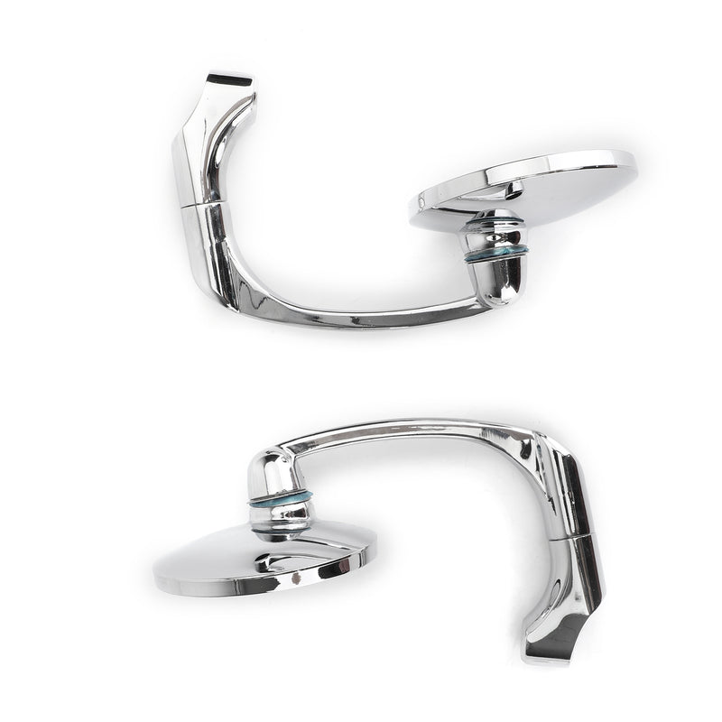 Cafe Racer Bobber Custom Motorcycle CH Pair M8 M10 Retro L-Bar Round Mirrors
