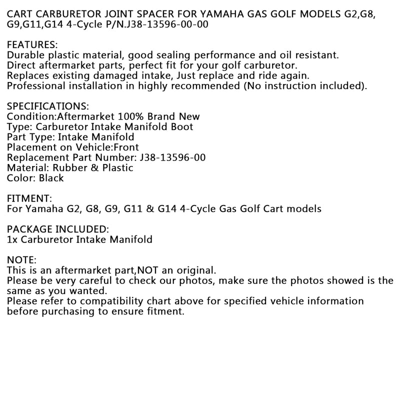 YAMAHA GOLF CART G2 Areyourshop CARBURETOR JOINT SPACER