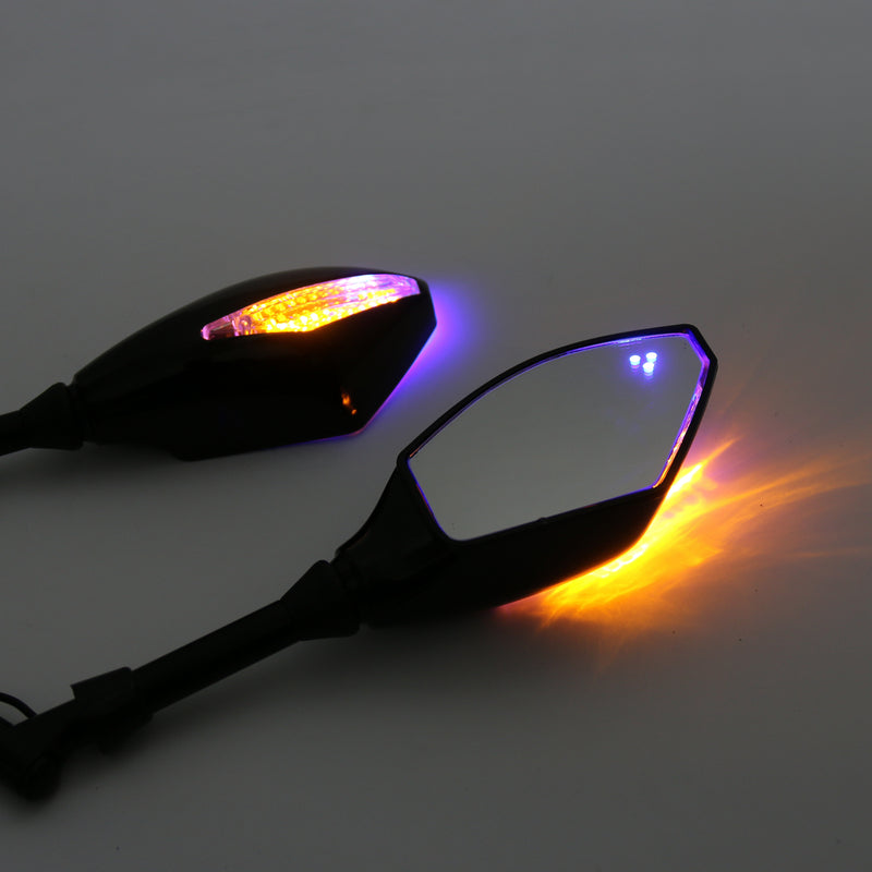 Pair 10mm Motorcycle LED Turn Signal Integrated Indicator Light Rearview Mirrors