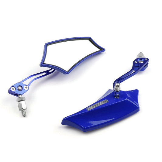 Motocycle Chopper Cruiser Street Dirt Bike Rear View Mirrors 8mm 10mm Blue