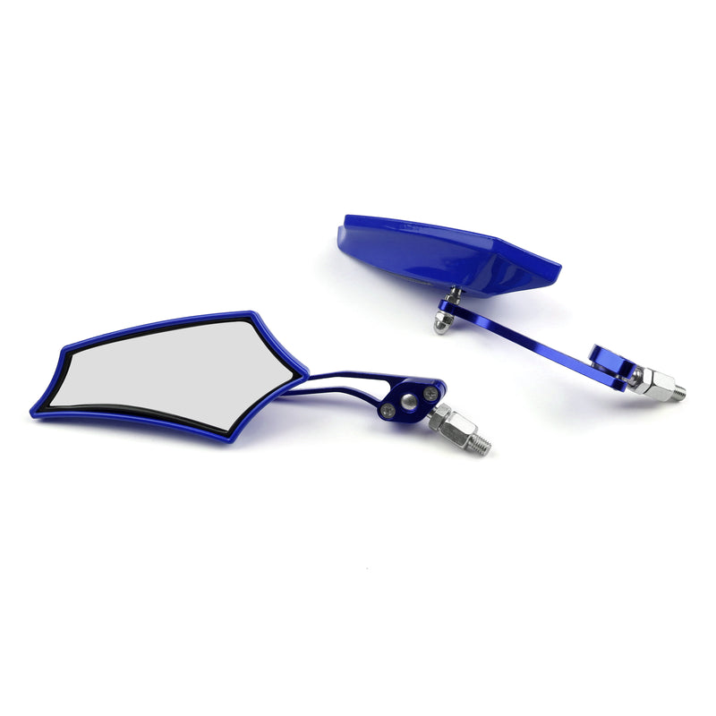 Motocycle Chopper Cruiser Street Dirt Bike Rear View Mirrors 8mm 10mm Blue