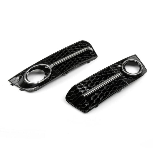 Audi A4 B8 2009-2012 Pair Chrome Honey Comb Fog Light Cover Grill