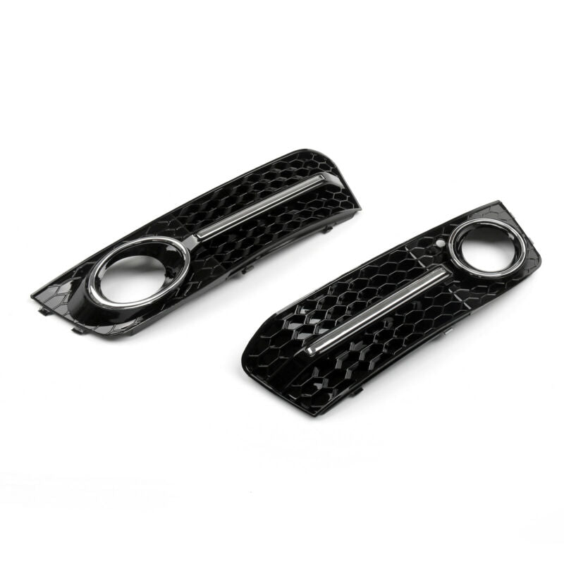 Audi A4 B8 2009-2012 Pair Chrome Honey Comb Fog Light Cover Grill
