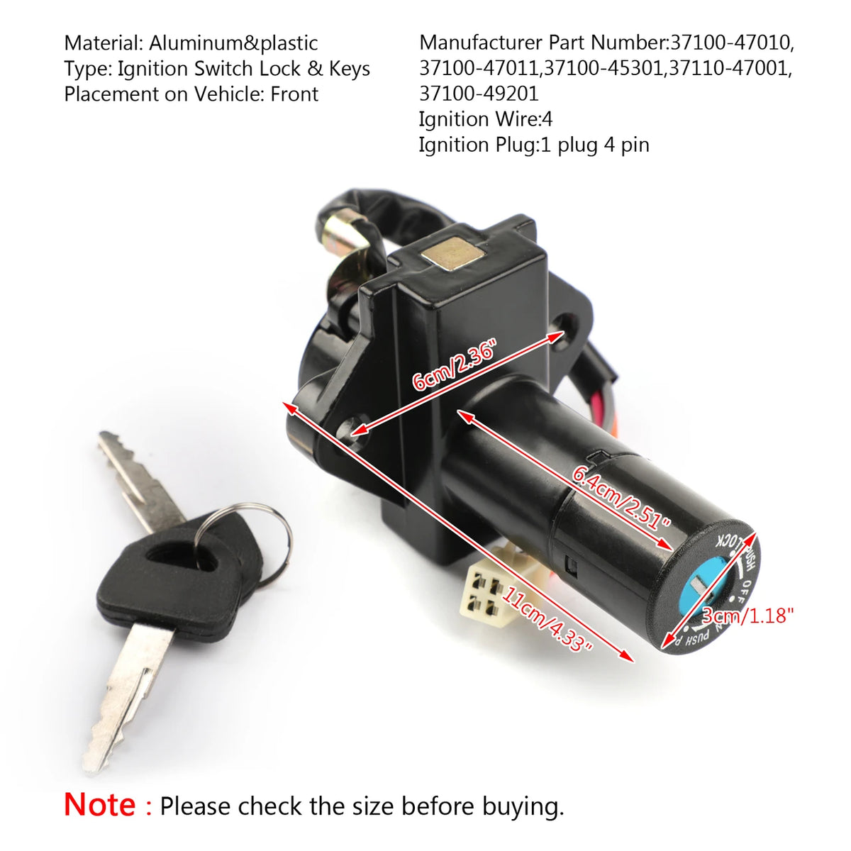 Suzuki GS550 GS 450/400/250 GS1000 GSX 1100 Ignition Switch Lock Keys