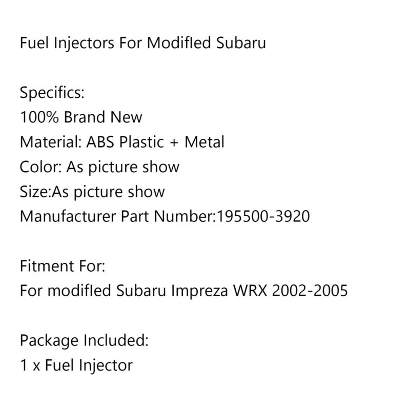 ModifIed Impreza WRX 2002-2005 4PC 195500-3920 850cc Fuel Injectors