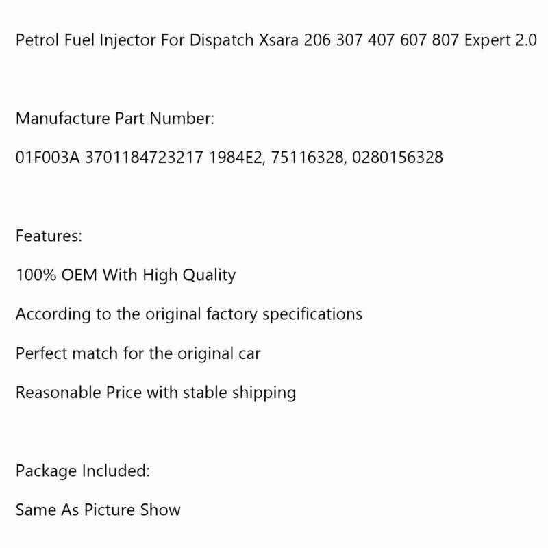 Dispatch Xsara 206 307 407 607 807 Expert 4PCS Petrol Fuel Injector