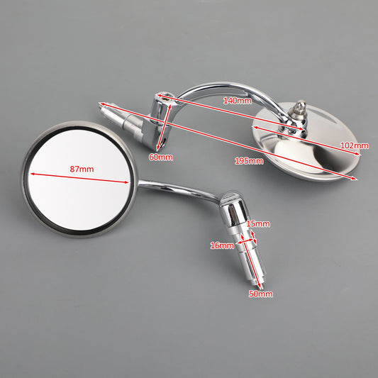 Motorcycle Chopper Cafe Racer Chrome Round Rearview Mirrors Bar End Mirror