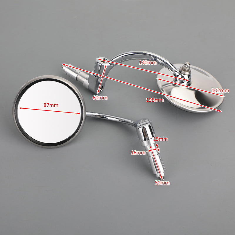 Motorcycle Chopper Cafe Racer Chrome Round Rearview Mirrors Bar End Mirror