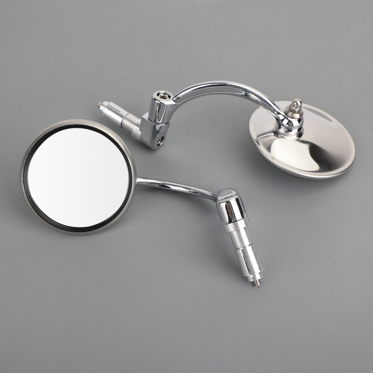 Motorcycle Chopper Cafe Racer Chrome Round Rearview Mirrors Bar End Mirror