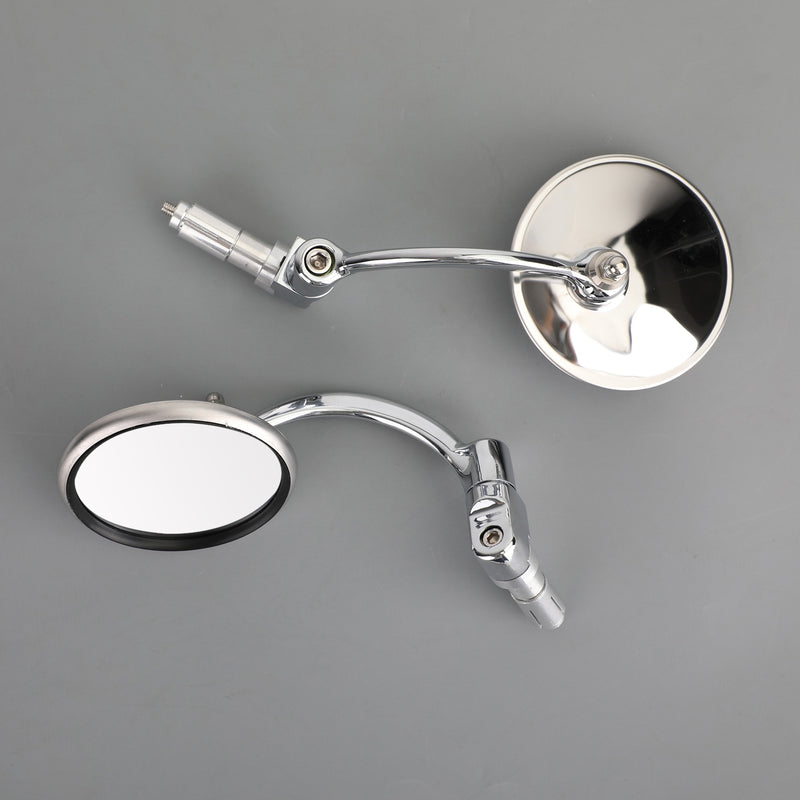Motorcycle Chopper Cafe Racer Chrome Round Rearview Mirrors Bar End Mirror