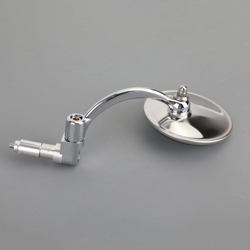 Motorcycle Chopper Cafe Racer Chrome Round Rearview Mirrors Bar End Mirror