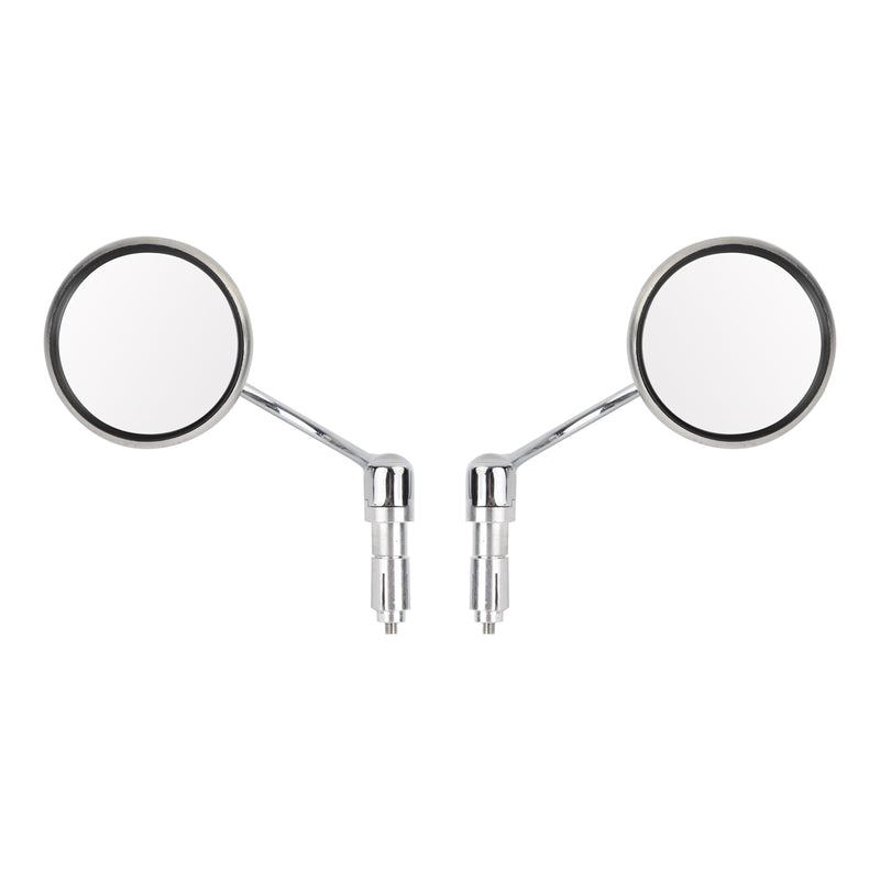 Motorcycle Chopper Cafe Racer Chrome Round Rearview Mirrors Bar End Mirror