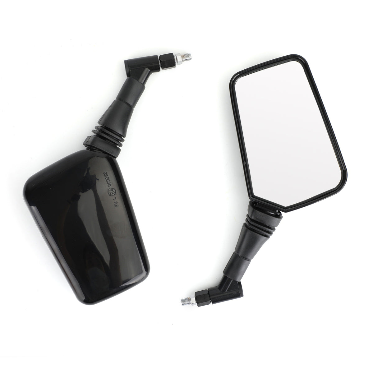 BLACK 10MM/8MM CLASSIC RECTANGLE UNIVERSAL MOTORCYCLE MIRRORS MOTORBIKE PAIR
