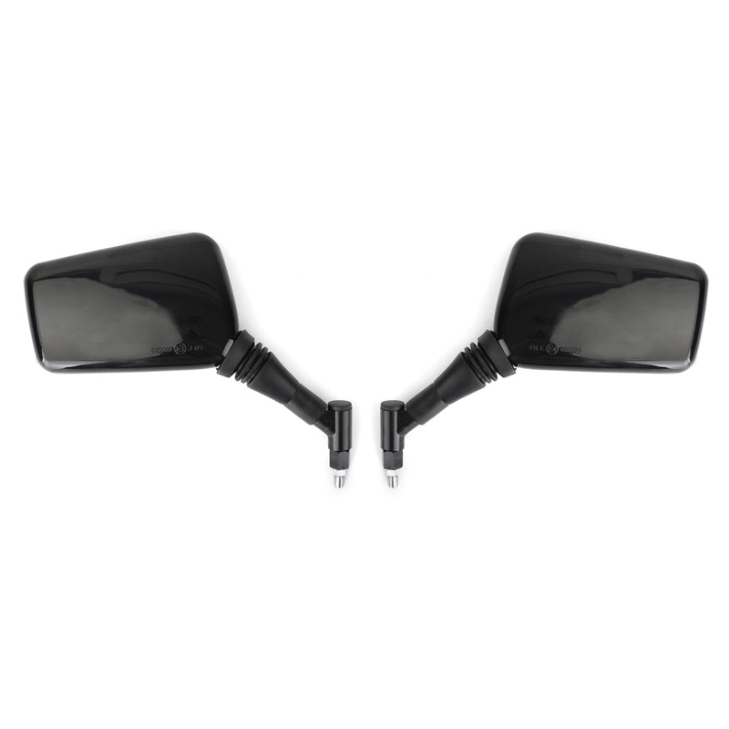 BLACK 10MM/8MM CLASSIC RECTANGLE UNIVERSAL MOTORCYCLE MIRRORS MOTORBIKE PAIR