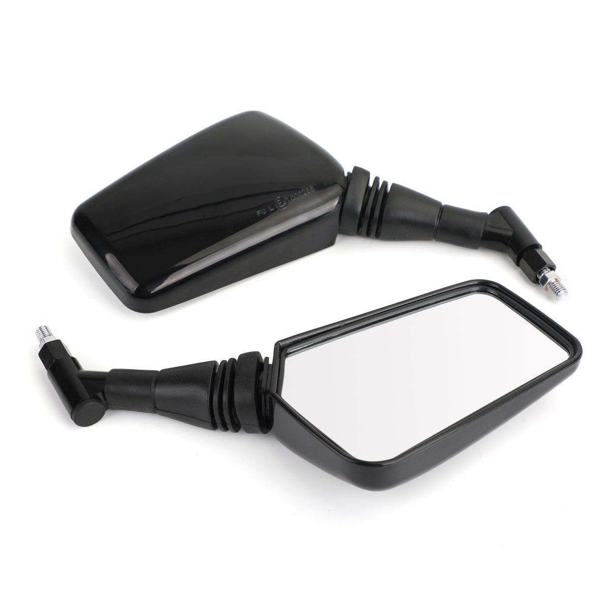 BLACK 10MM/8MM CLASSIC RECTANGLE UNIVERSAL MOTORCYCLE MIRRORS MOTORBIKE PAIR