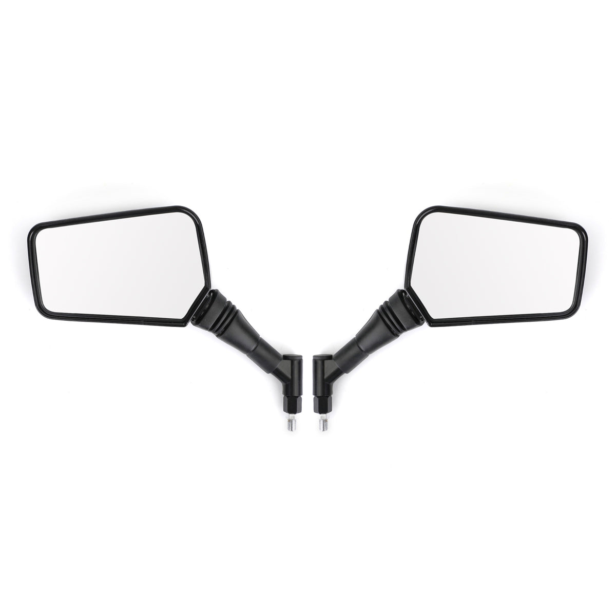 BLACK 10MM/8MM CLASSIC RECTANGLE UNIVERSAL MOTORCYCLE MIRRORS MOTORBIKE PAIR