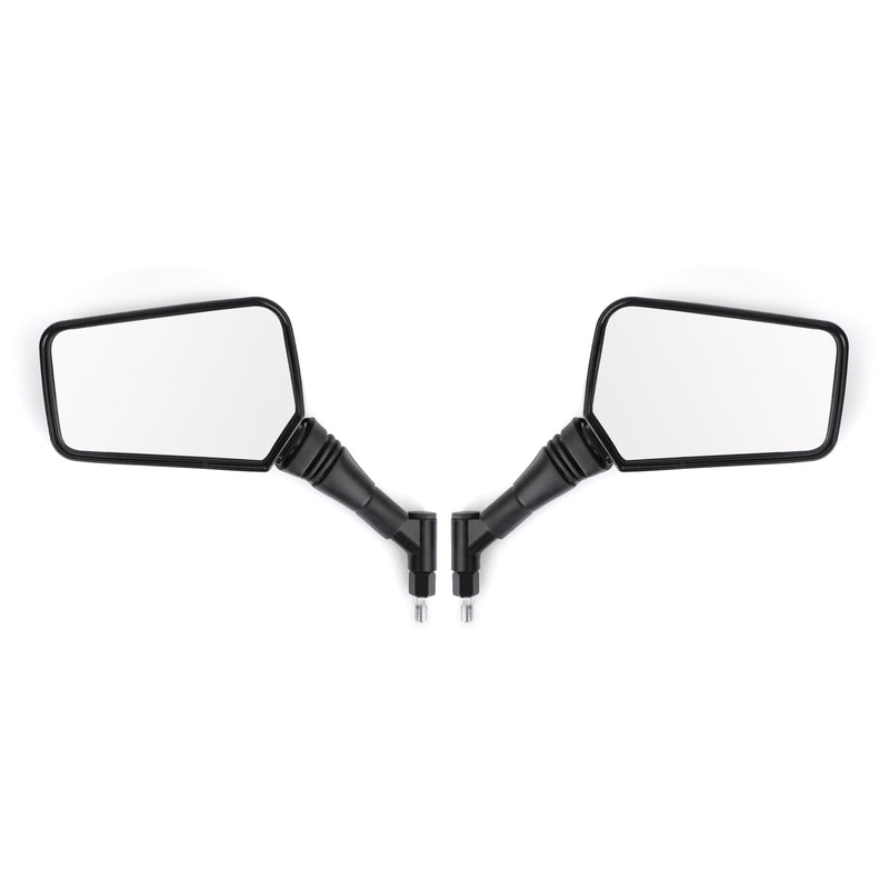 BLACK 10MM/8MM CLASSIC RECTANGLE UNIVERSAL MOTORCYCLE MIRRORS MOTORBIKE PAIR