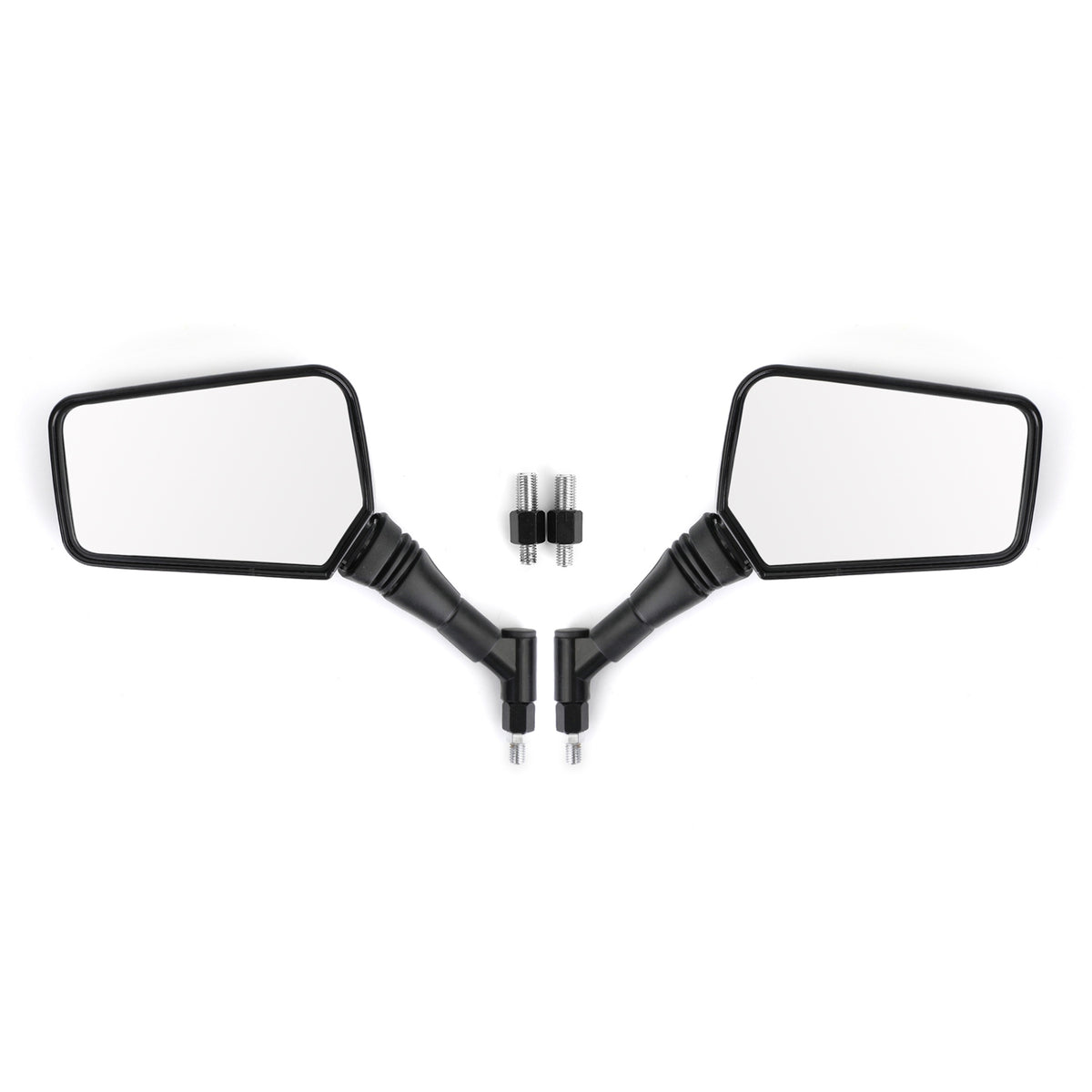 BLACK 10MM/8MM CLASSIC RECTANGLE UNIVERSAL MOTORCYCLE MIRRORS MOTORBIKE PAIR