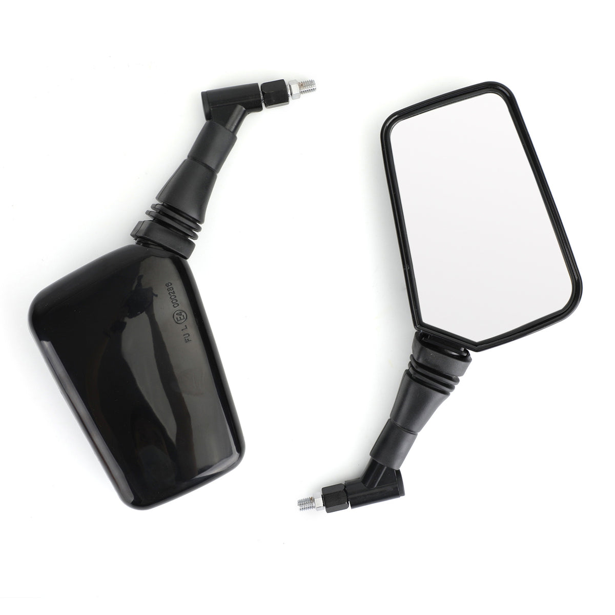BLACK 10MM/8MM CLASSIC RECTANGLE UNIVERSAL MOTORCYCLE MIRRORS MOTORBIKE PAIR