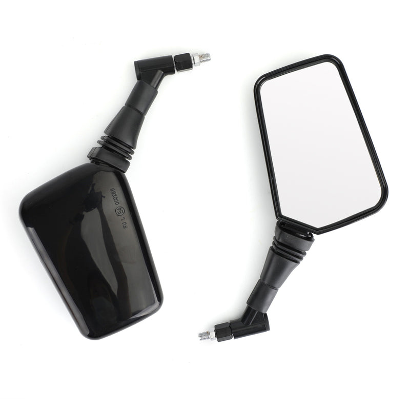BLACK 10MM/8MM CLASSIC RECTANGLE UNIVERSAL MOTORCYCLE MIRRORS MOTORBIKE PAIR
