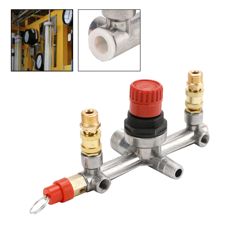 Air Compressor Pressure Valve Switch Control Manifold Regulator Gauges Tool