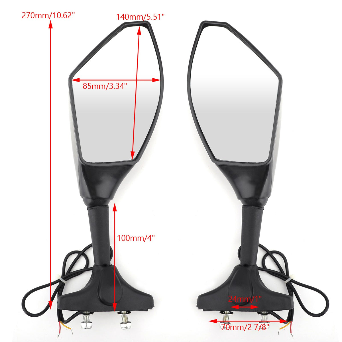 SUZUKI GSXR 600 750 1000 Hayabusa GSF SV Katana TL1000R Areyourshop Pair LED Mirrors