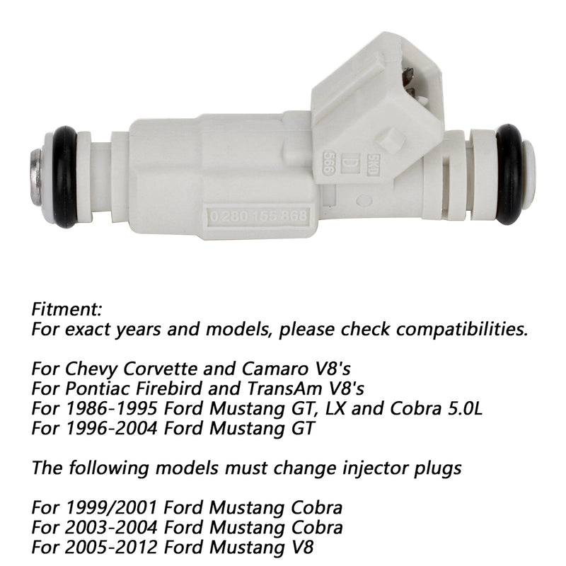 Ford Fit GM LS1 LT1 5.0L 5.7L 380CC 8PCS 36lb Fuel Injectors 0280155737