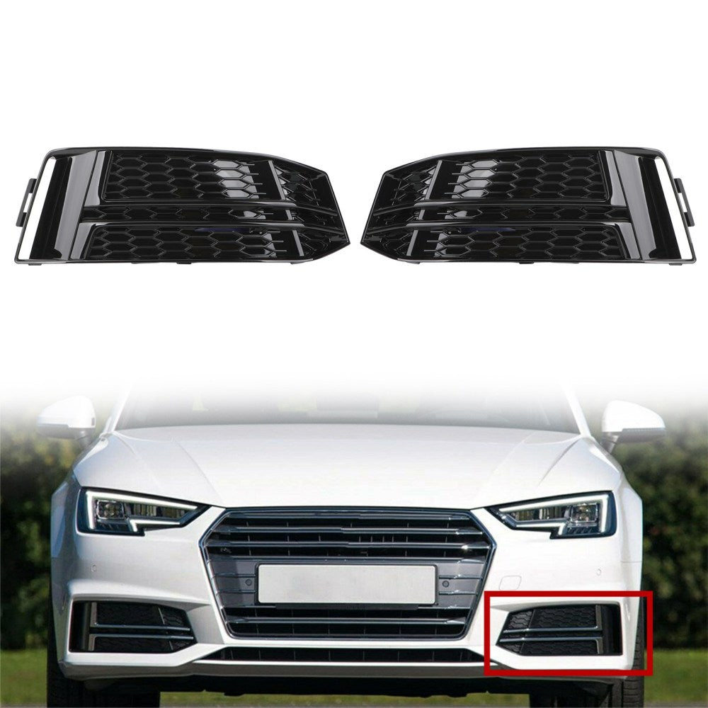 2016-2018 Audi A4 B9 S-LINE Pair Front Fog Light Cover Bumper Grill
