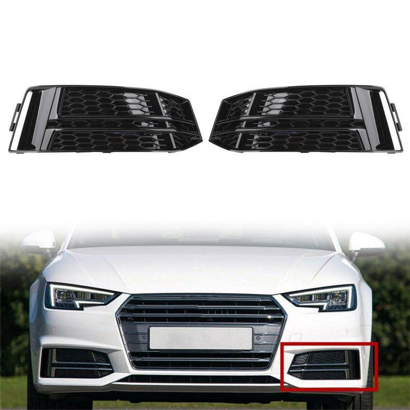 2016-2018 Audi A4 B9 S-LINE Pair Front Fog Light Cover Bumper Grill