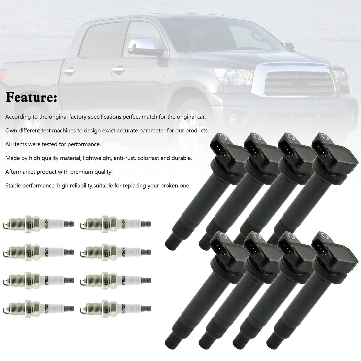 2003-2009 Lexus GX470 4.7L 8PCS Ignition Coil+Spark Plug UF230 90080-91180