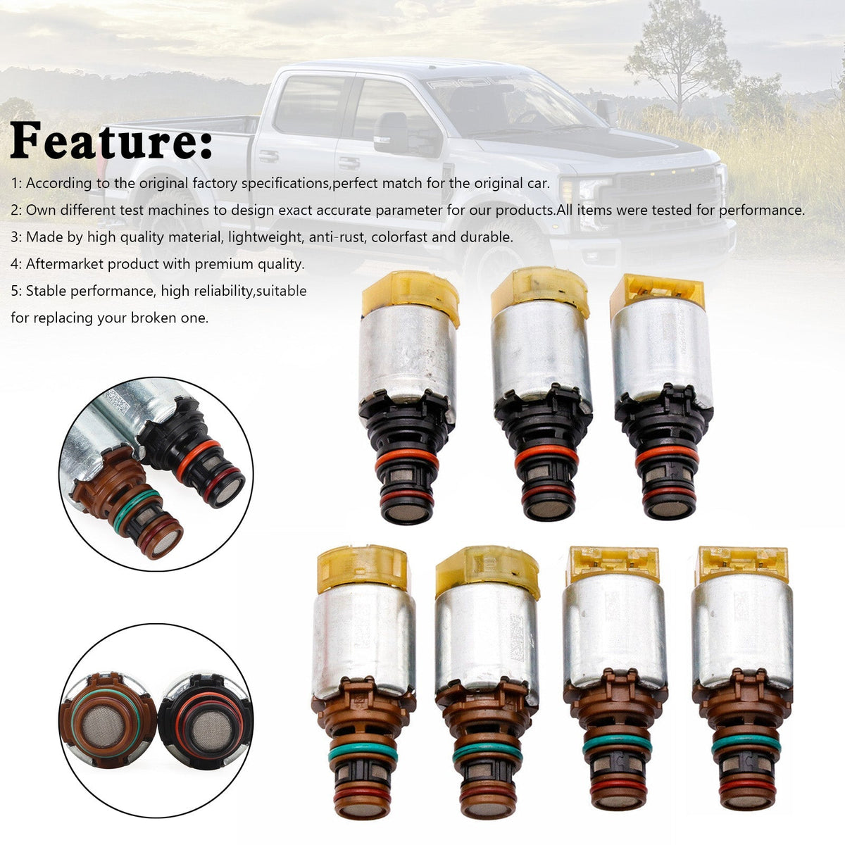 6R140 Transmission Solenoids Set BCZ-7A100-B For Ford F250 F350 Superduty 2011+