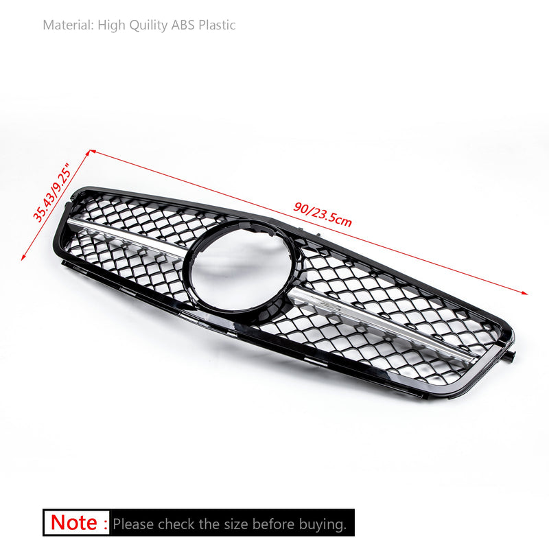 Benz W204 C-Class 2008-2014 ABS Gloss Black Chrome Front Bumper Grill