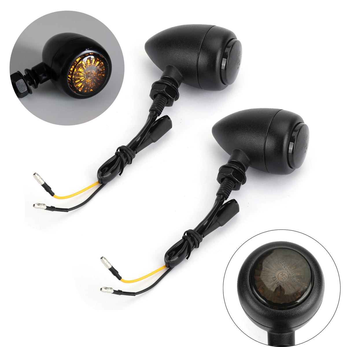 Hy Chopper Cafe Racer Black UK LED Motorcycle Bullet Turn Signals Indicators