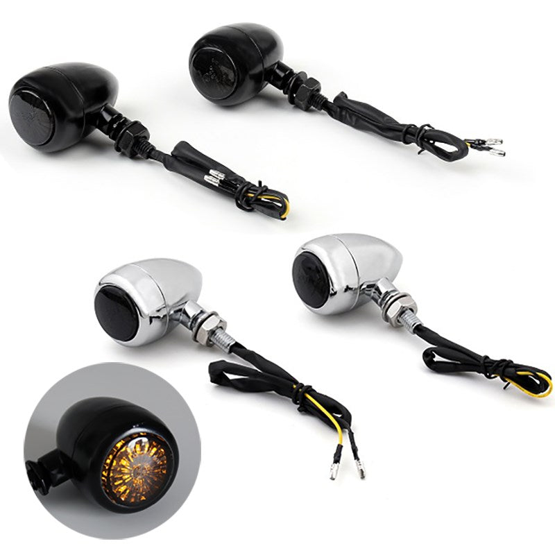 Hy Chopper Cafe Racer Black UK LED Motorcycle Bullet Turn Signals Indicators