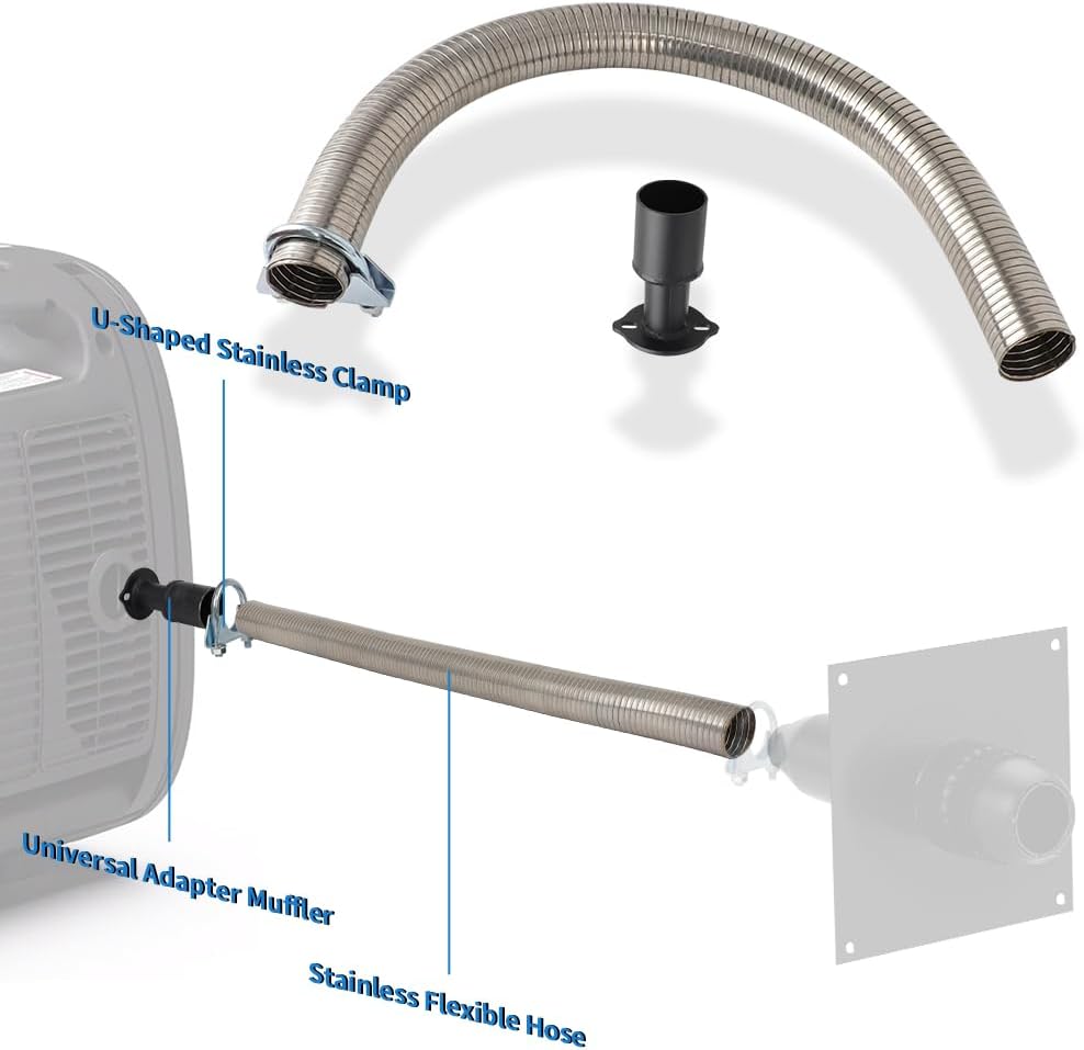 2FT Generator Exhaust Extension Kit for Honda EU6500is EU7000is Firman