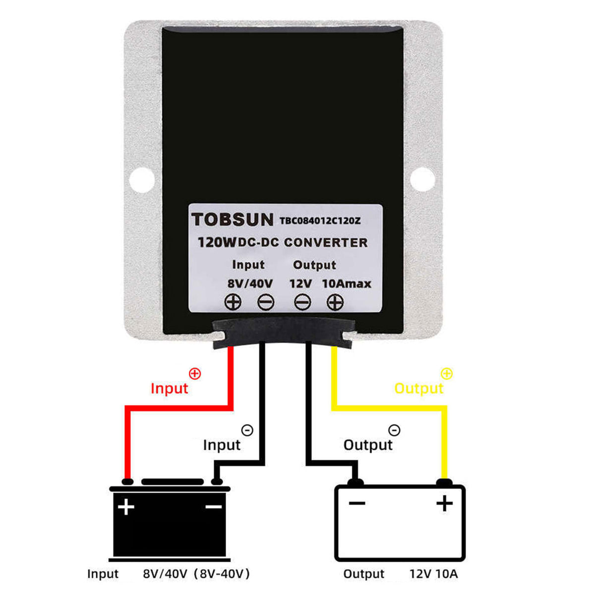 8-40V to 12V 10A DC Voltage Stabilizer Car Power Supply Regulator Waterproof