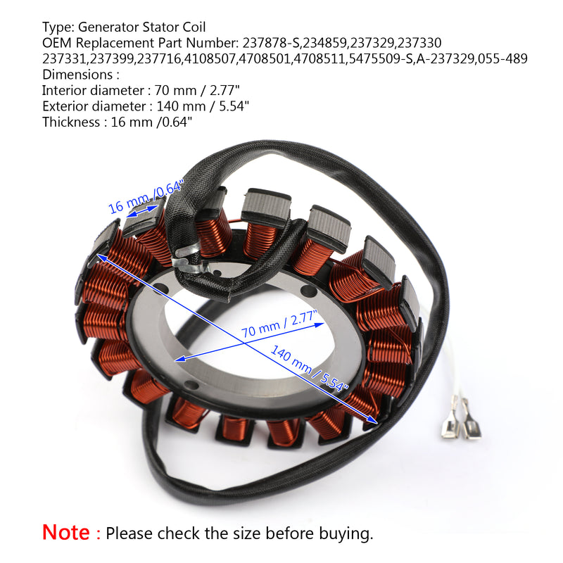 Kohler 237878-S 54 755 09S 41-403-09S 41 085 05 15/20 Amp Stator