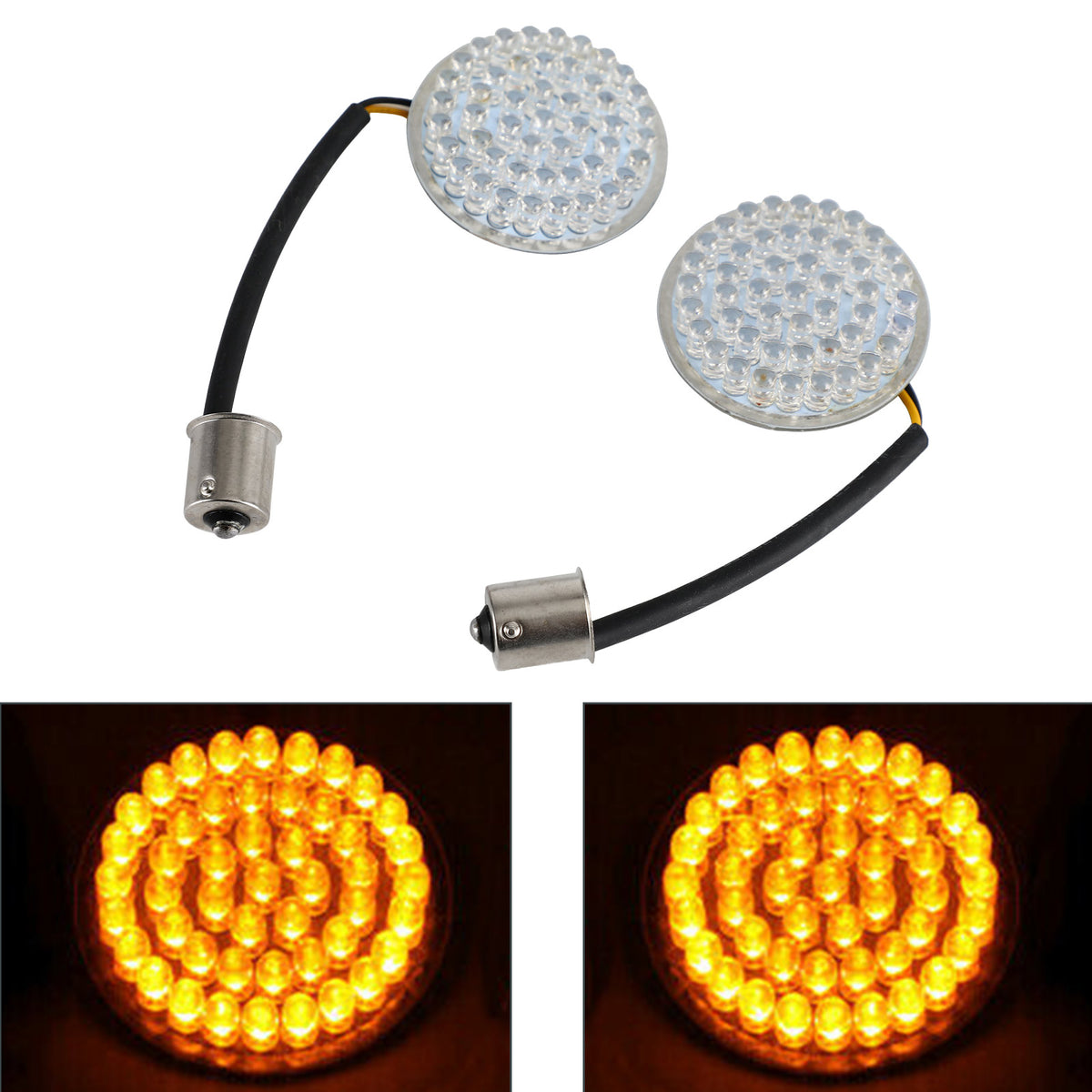 Dyna Touring Street Road Glide 883 Amber 1156 Rear LED Turn Signal Insert Lights