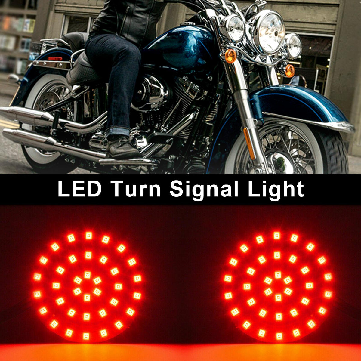 for Softail Touring Dyna Sportster 1156 LED Turn Signal Light Inserts Lamp