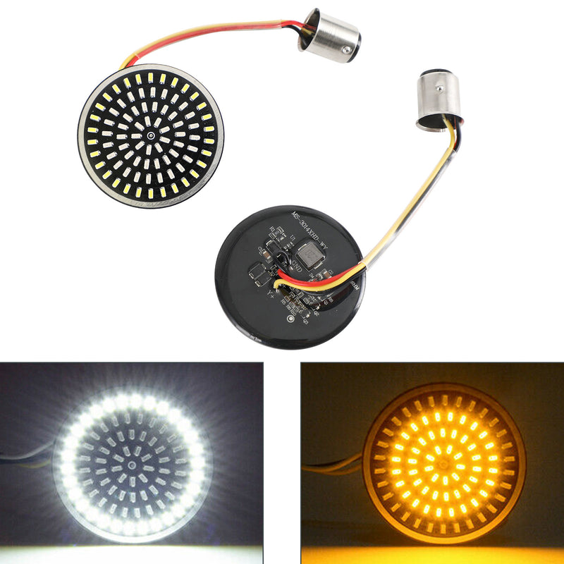 for Softail Touring Dyna Sportster Amber 1157 LED Turn Signal Light Inserts Lamp