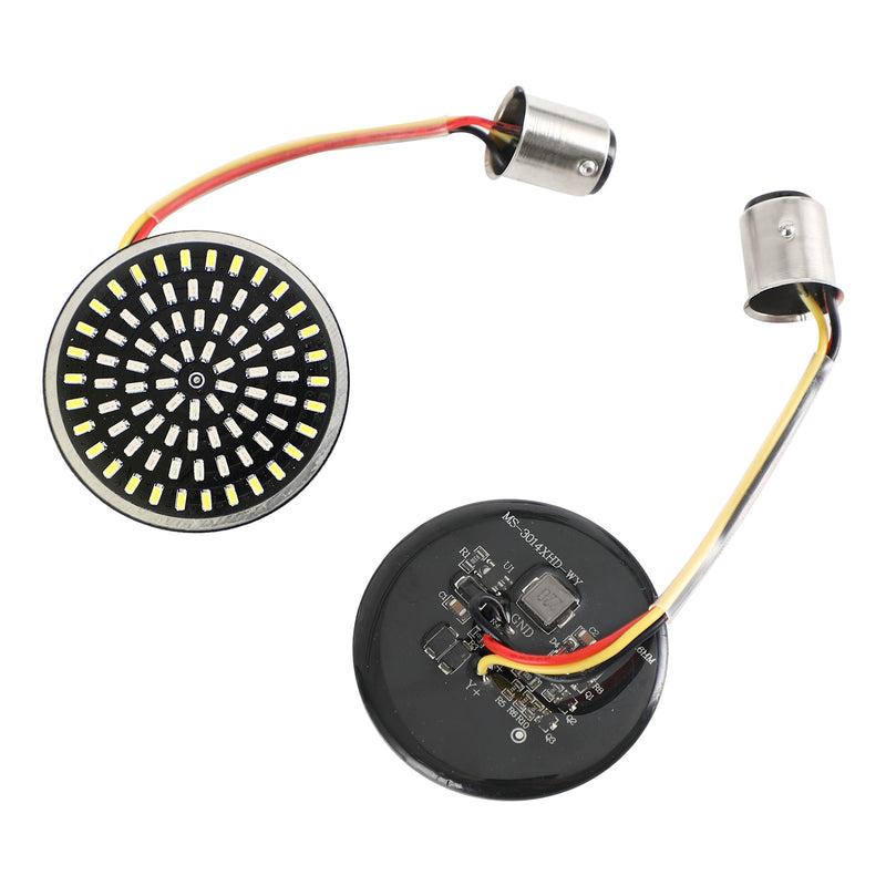 for Softail Touring Dyna Sportster Amber 1157 LED Turn Signal Light Inserts Lamp