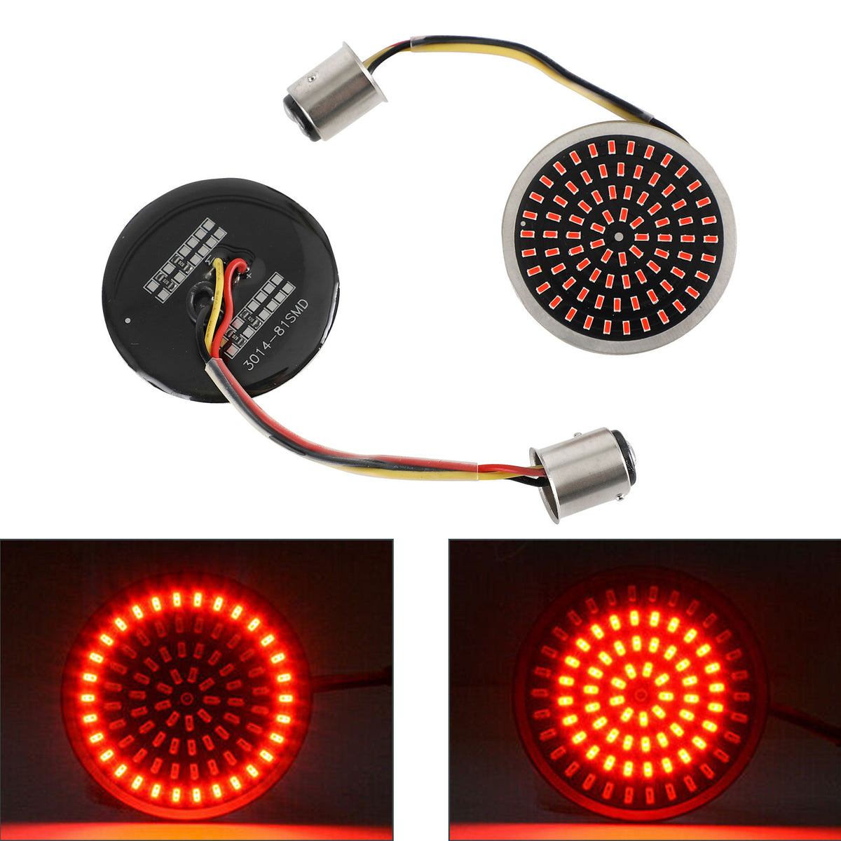 for Softail Touring Dyna Sportster Red 1157 LED Turn Signal Light Inserts Lamp