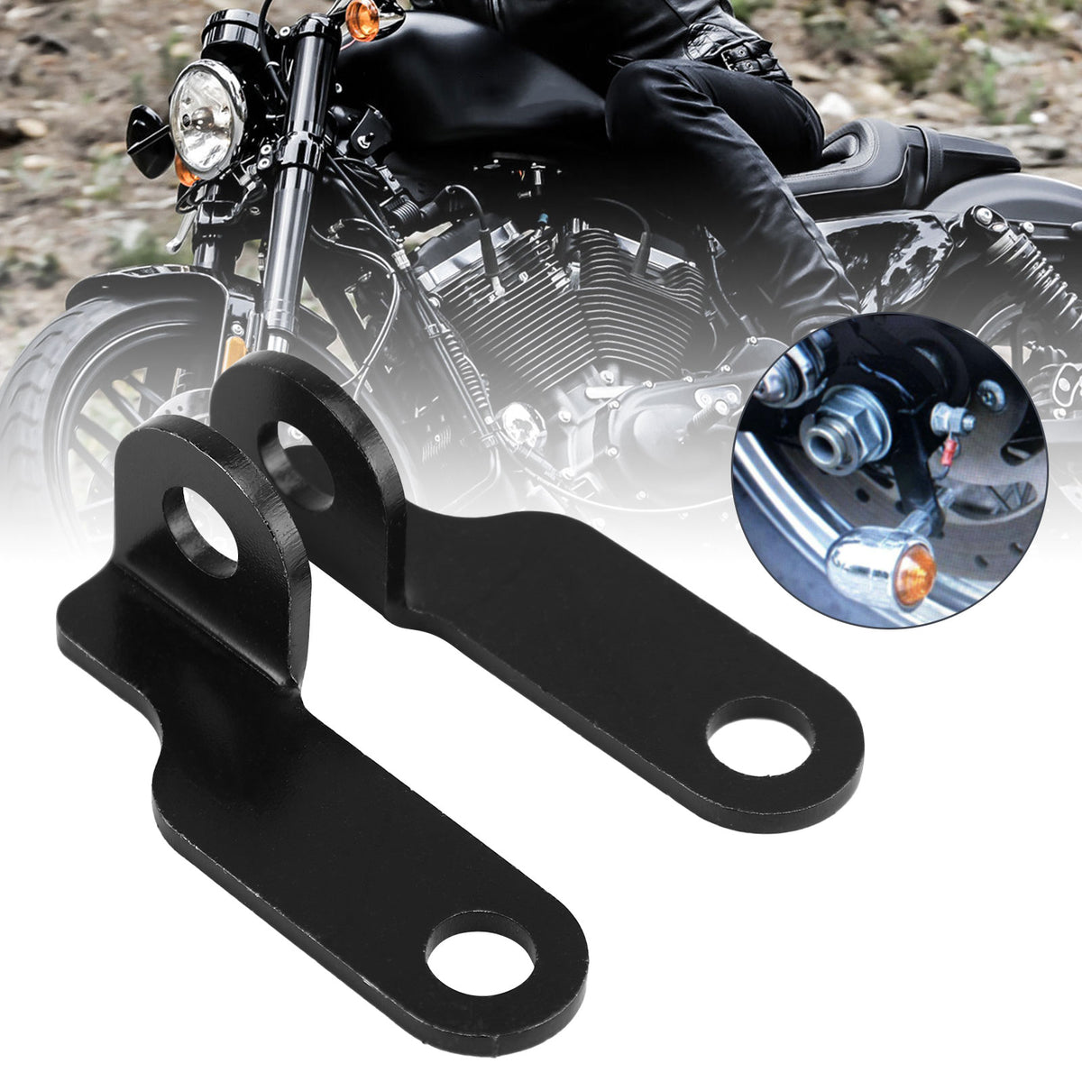 Sportster Big Twin Turn Signal Light Holder Bracket Front Rear Fork Clamp