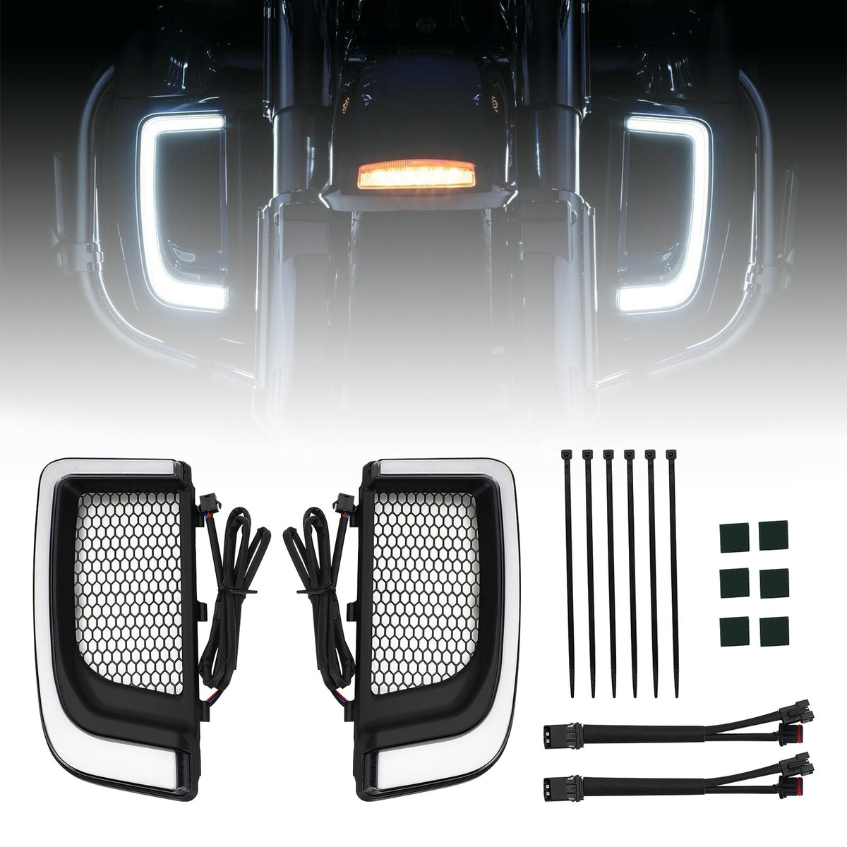 Electra FLH/T Road Glide Black Tracer LED Lower Fairing Lower Grills Lights