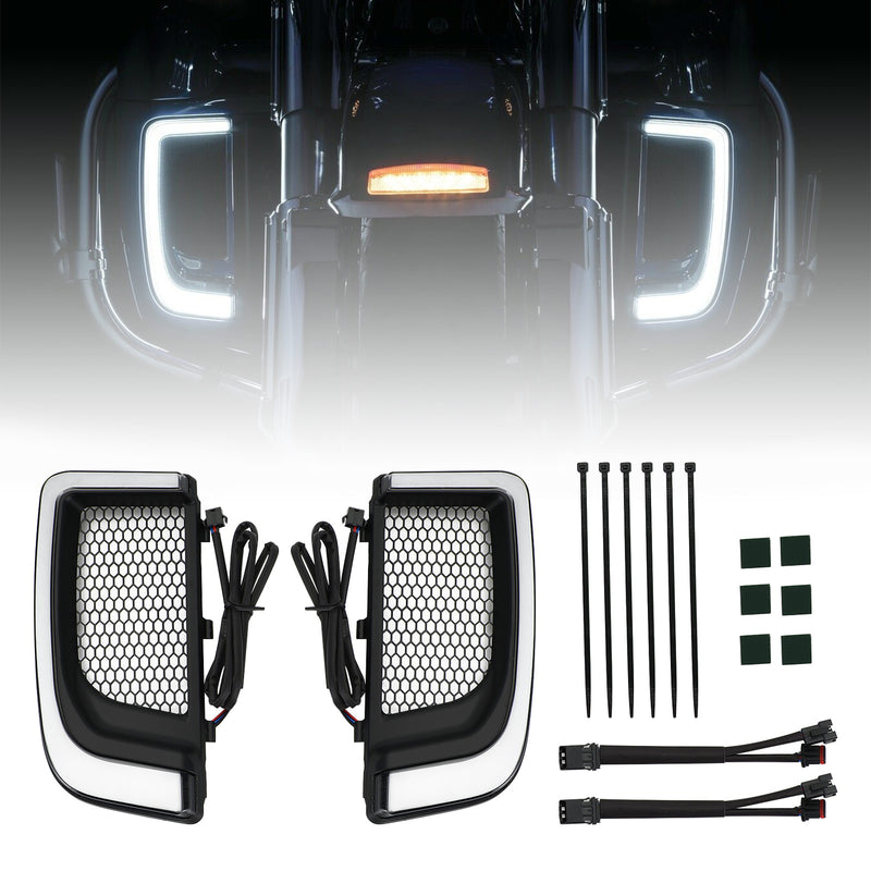 Electra FLH/T Road Glide Black Tracer LED Lower Fairing Lower Grills Lights