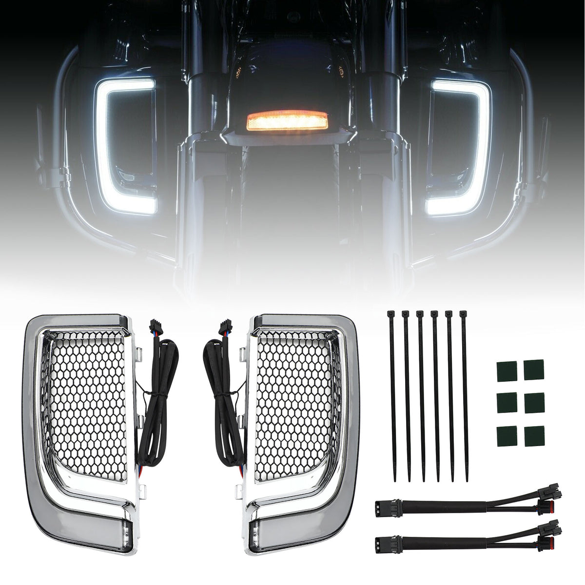Electra FLH/T Road Glide Silver Tracer LED Lower Fairing Lower Grills Lights