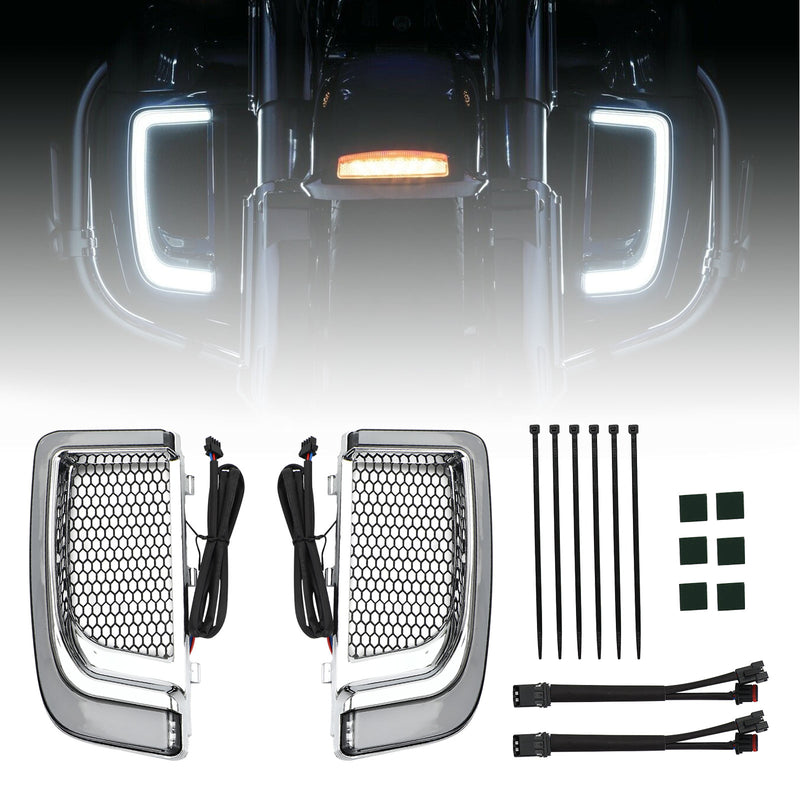 Electra FLH/T Road Glide Silver Tracer LED Lower Fairing Lower Grills Lights