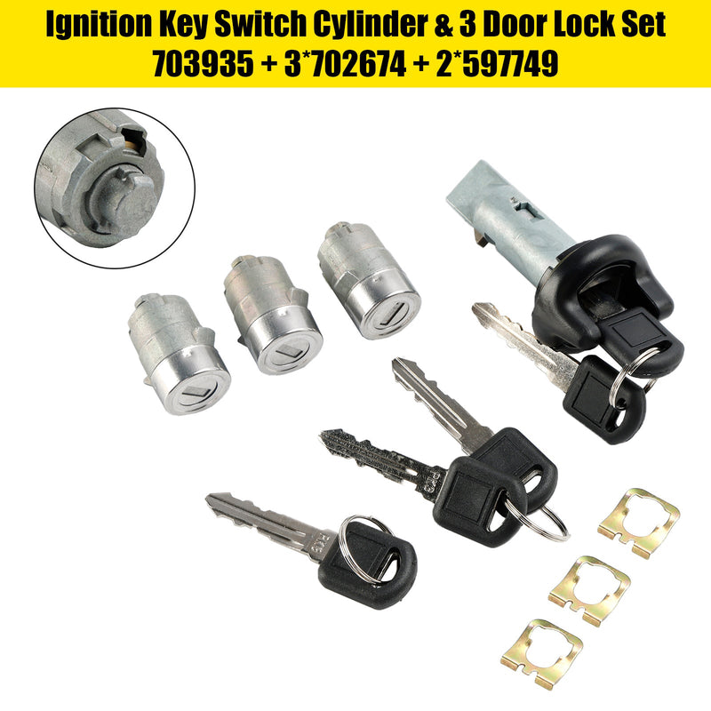 Ignition Switch Cylinder & 3 Door Lock Set W/2 Keys For Suburban Tahoe 98-1999