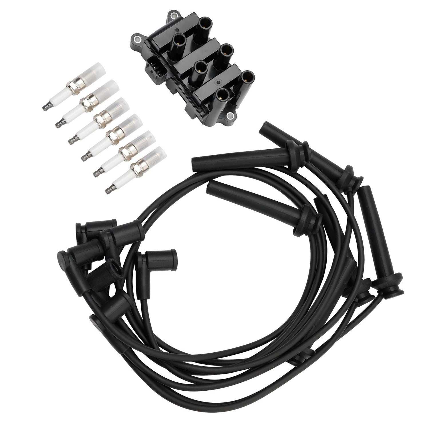2001-2002 Mercury Cougar V6 2.5L Ignition Coil+6 Spark plug+6 Wire FD498 5F2Z-12029-AD