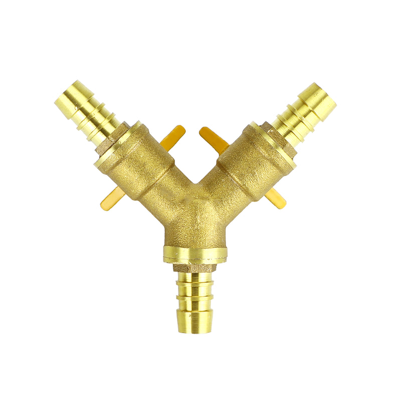 3/8" Hose Barb Ball Valve Y Shaped 3 Way Connector Barb Brass Fitting OD 11mm